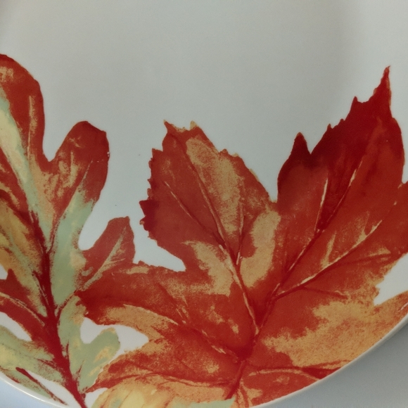Porcelain 4 Fall Harvest Rustic Leaves Dinner Plates - Picture 2 of 6